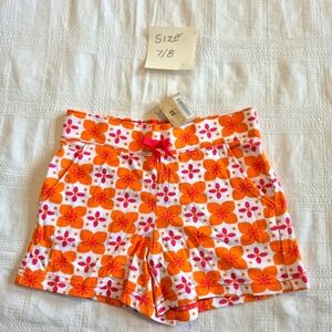 Crazy 8 girls size 7/8 or Medium shorts orange pink and white 2 pockets NWT